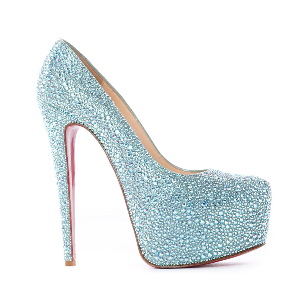 Christian Louboutin Daffodile strass 39 Acqua Blue Swarovski