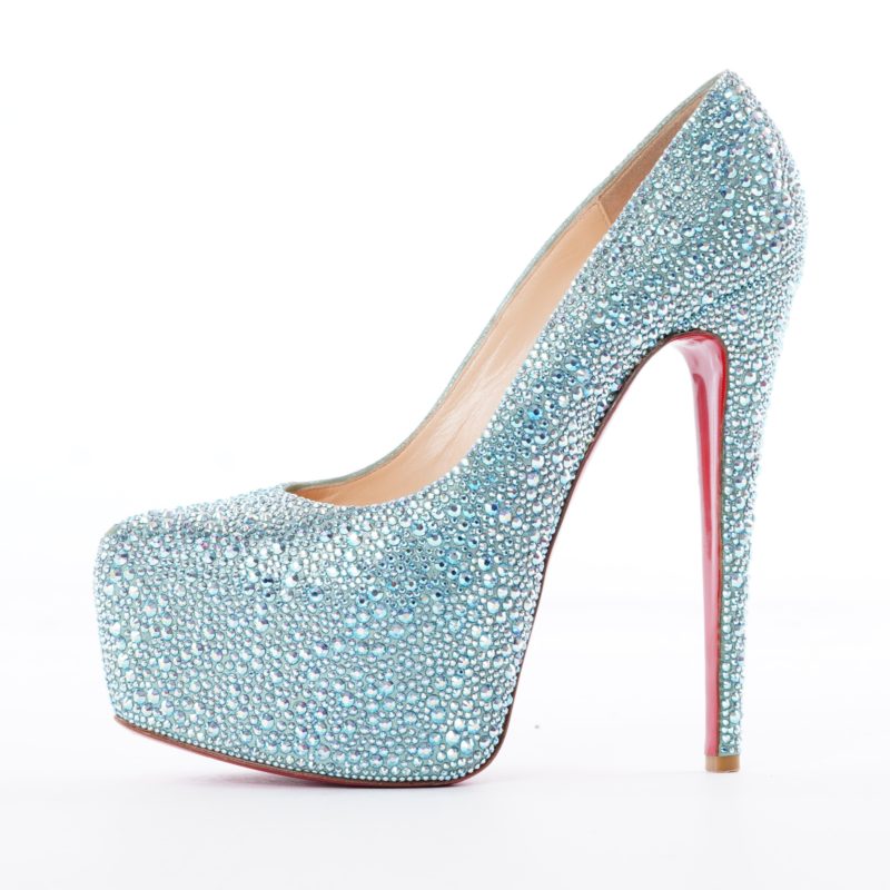 Christian Louboutin Daffodile strass 39 Acqua Blue Swarovski