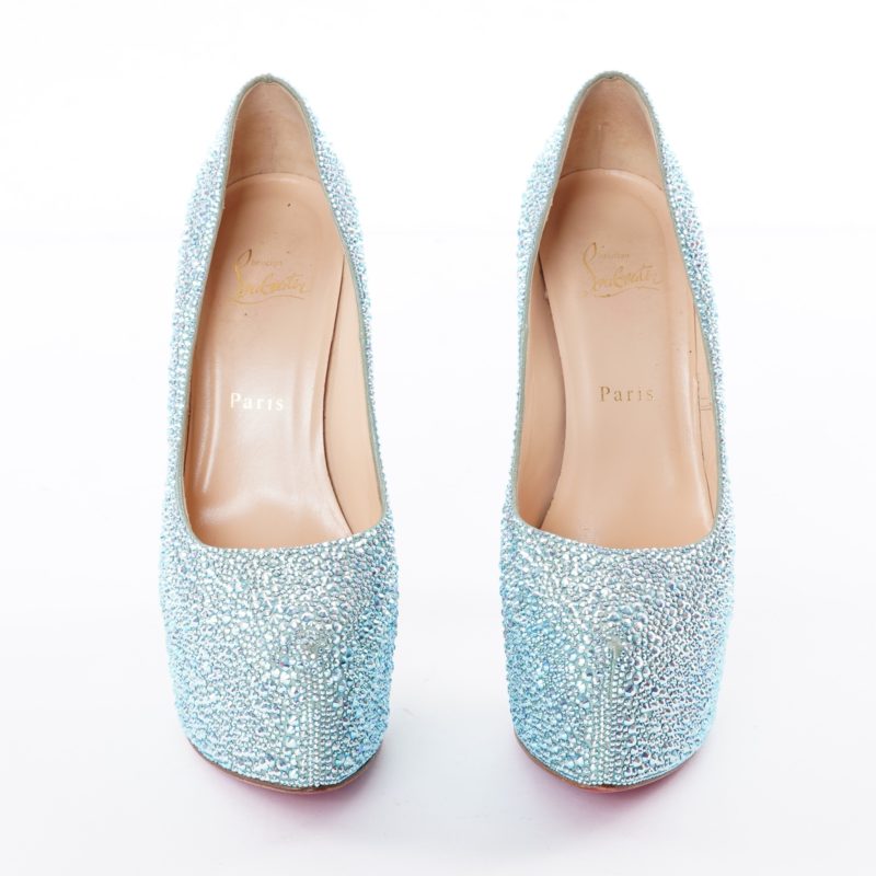 Christian Louboutin Daffodile strass 39 Acqua Blue Swarovski